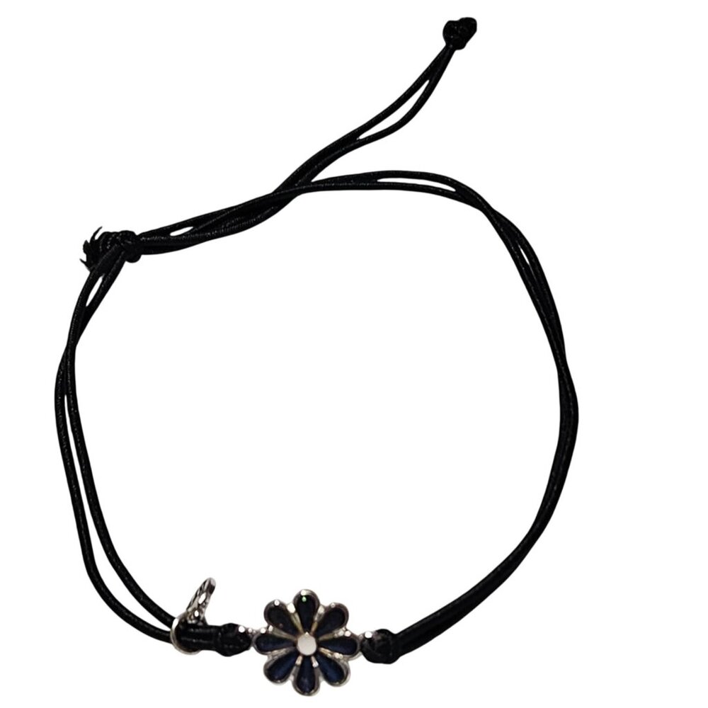 Flower Charm Black Adjustable Cord Bracelet BFF Tag Fashion Jewelry Best Friends